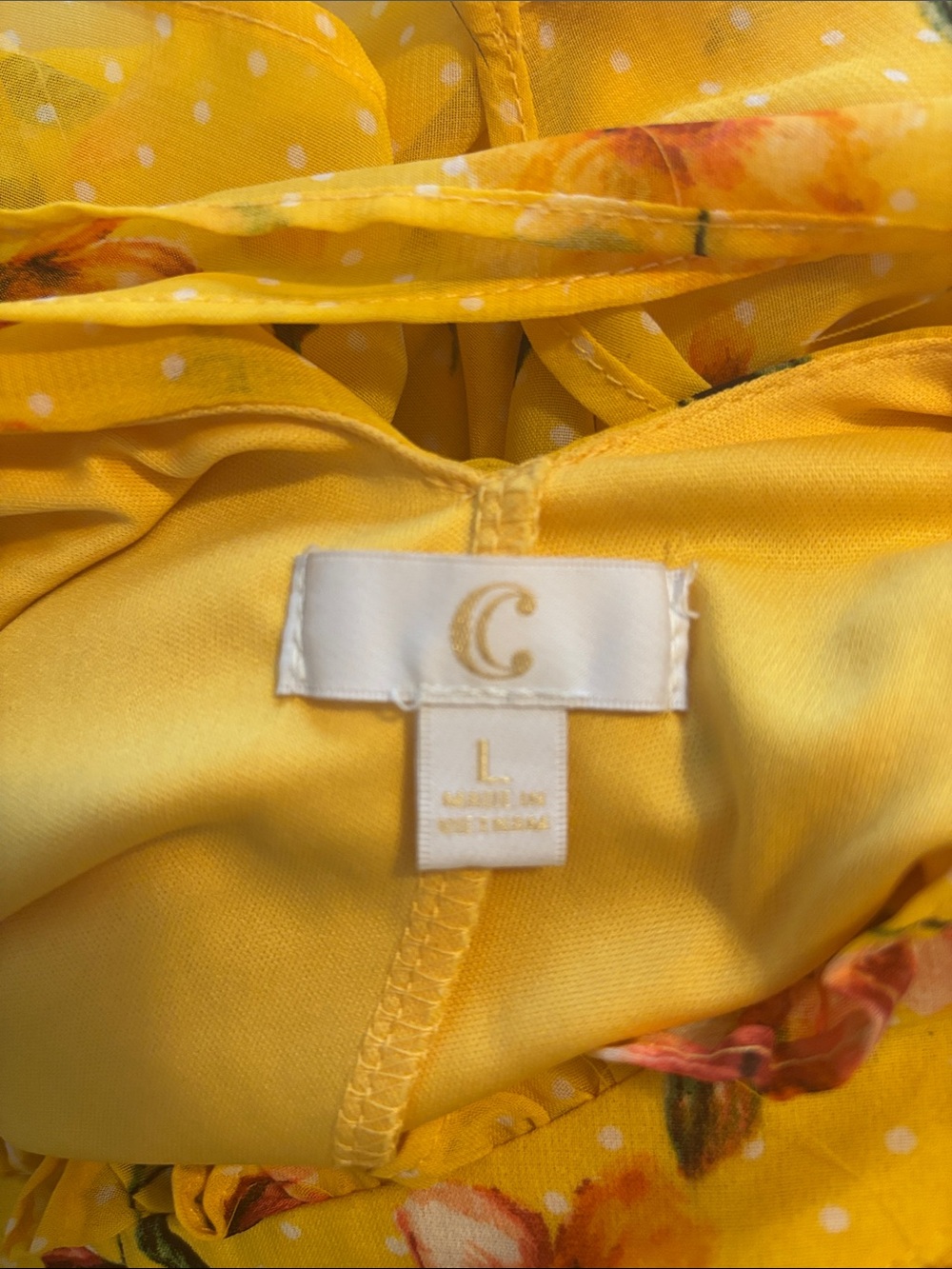 Yellow Floral Halter Ruffle Neck Top - Picture 5 of 5